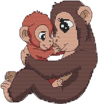 Momma N Me Monkey - Cross Stitch Wonders