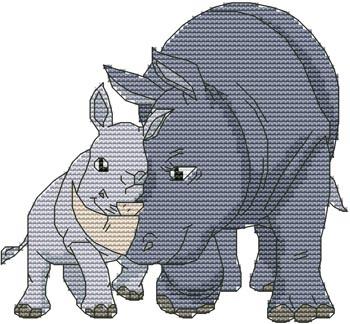 Momma N Me Rhino - Cross Stitch Wonders