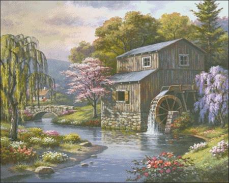 Spring At The Mill - Charting Creations