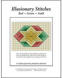 Illusionary Stitches Red~Green~Gold - Linda Jeanne Jenkins