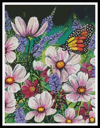Pink Cosmos (Crop) - Artecy Cross Stitch