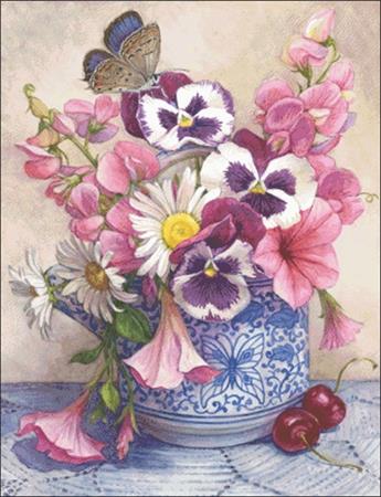 Pansies And Sweet Peas - Charting Creations