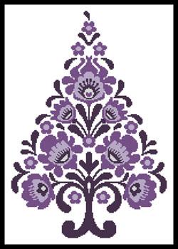 Polish Folk Art Christmas Tree Purple - Artecy Cross Stitch