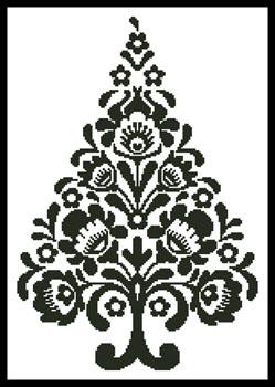 Polish Folk Art Christmas Tree Silhouette - Artecy Cross Stitch