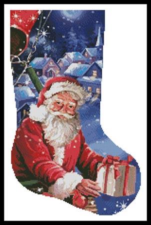 Santa In A Hot Air Balloon Stocking (Right) - Artecy Cross Stitch