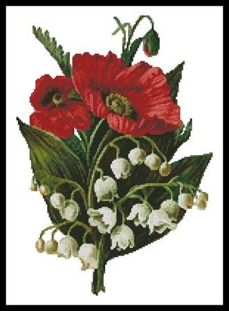 Poppies And Lily Of The Valley - Artecy Cross Stitch
