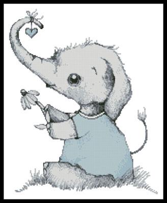 Little Boy Daisy Elephant - Artecy Cross Stitch