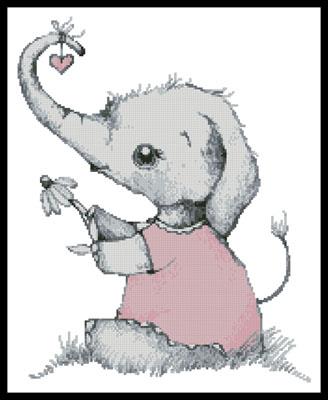 Little Girl Daisy Elephant - Artecy Cross Stitch