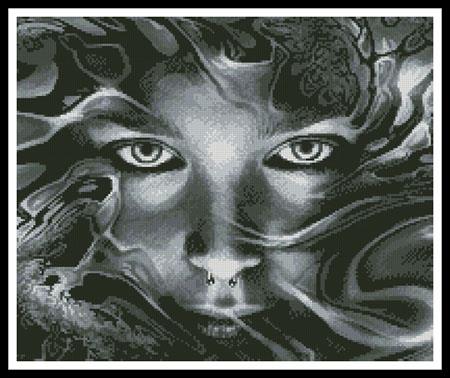 Abstract Face Black And White (Crop) - Artecy Cross Stitch