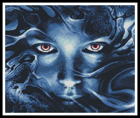 Abstract Face Blue (Crop) - Artecy Cross Stitch