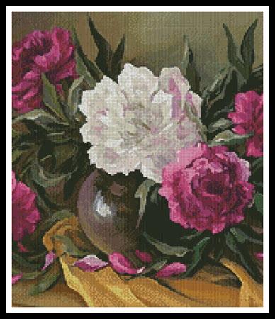 Purple Peonies (Crop) - Artecy Cross Stitch