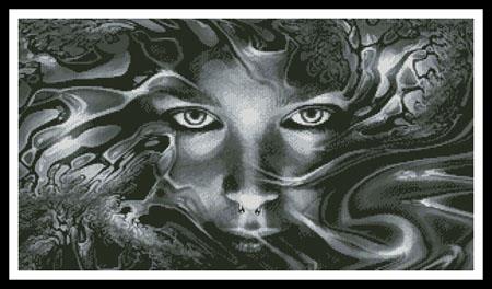 Abstract Face Black And White - Artecy Cross Stitch