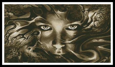 Abstract Face Sepia - Artecy Cross Stitch