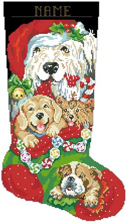 Puppies For Christmas Stocking - Kooler Design Studio