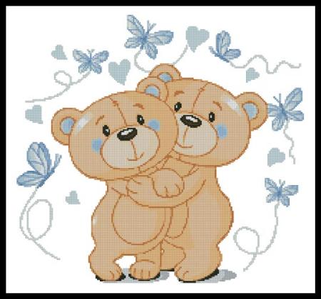 Teddies In Love (Blue) - Artecy Cross Stitch