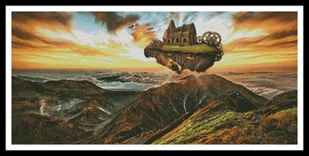 Floating Steampunk Mountain (Large) - Artecy Cross Stitch