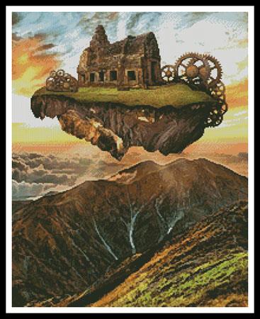 Floating Steampunk Mountain (Large Crop) - Artecy Cross Stitch