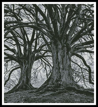 Branching Out - Black And White (Crop) - Artecy Cross Stitch