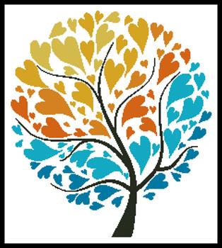 Warm And Cool Tree Of Hearts 1 - Artecy Cross Stitch
