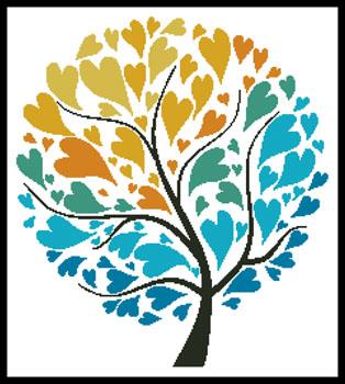 Warm And Cool Tree Of Hearts 2 - Artecy Cross Stitch