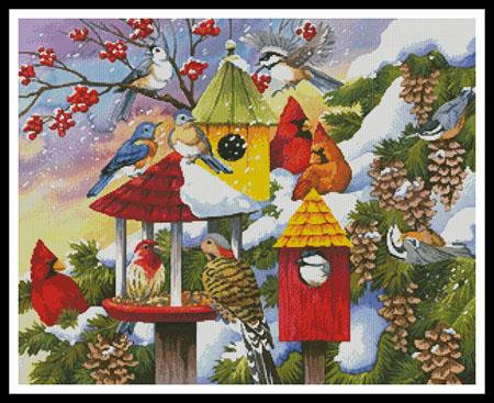 Meeting At The Bird Feeder - Artecy Cross Stitch