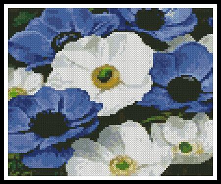 Mini Blue And White Flowers - Artecy Cross Stitch