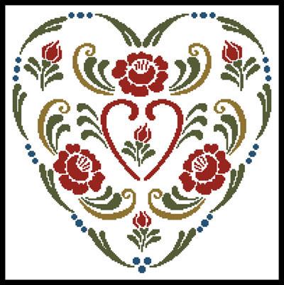 Rosemaling Heart 3 - Artecy Cross Stitch