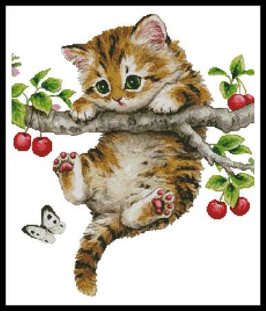 Cherry Kitten (No Background) - Artecy Cross Stitch