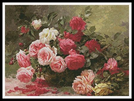 Basket Of Roses Painting - Artecy Cross Stitch