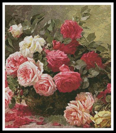 Basket Of Roses Painting (Crop) - Artecy Cross Stitch
