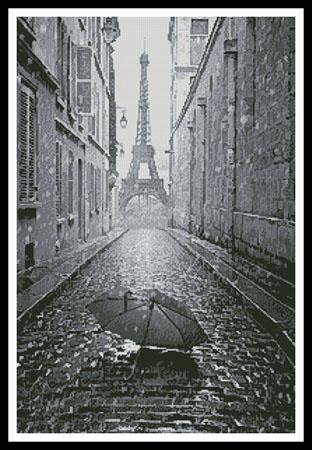 Umbrella In Paris (Black And White) - Artecy Cross Stitch