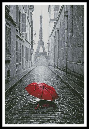 Red Umbrella In Paris - Artecy Cross Stitch