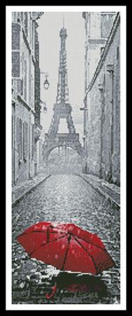 Red Umbrella In Paris (Crop) - Artecy Cross Stitch