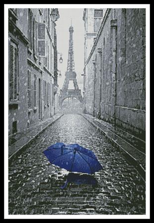 Blue Umbrella In Paris - Artecy Cross Stitch