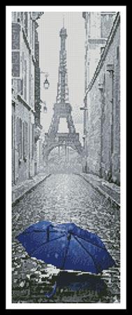 Blue Umbrella In Paris (Crop) - Artecy Cross Stitch
