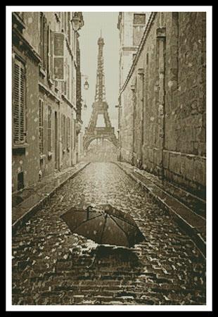 Umbrella  In Paris (Sepia) - Artecy Cross Stitch