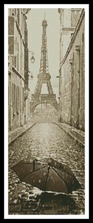 Umbrella In Paris Sepia (Crop) - Artecy Cross Stitch
