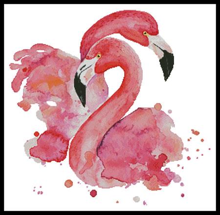 Watercolour Flamingos - Artecy Cross Stitch