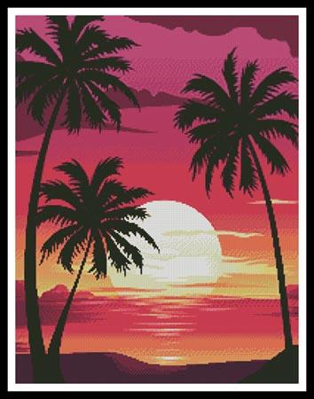 Sunset With Palm Trees - Artecy Cross Stitch