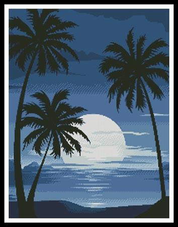 Moonlight With Palm Trees - Artecy Cross Stitch