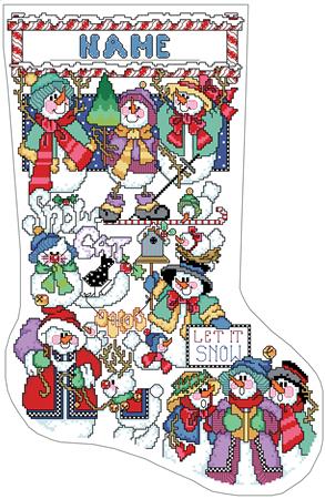 Snowmen Sampler Stocking - Kooler Design Studio