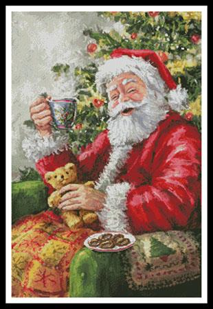 Santa With Cuppa - Artecy Cross Stitch