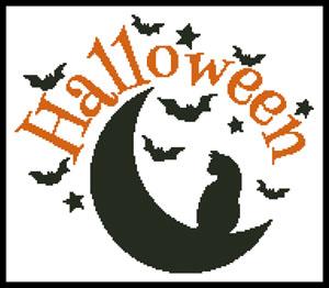 Halloween Cat And Moon - Artecy Cross Stitch