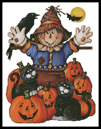 Scarecrow's Halloween Pumpkin Patch (No Background) - Artecy Cross Stitch