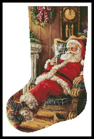 Santa Resting Stocking (Left) - Artecy Cross Stitch