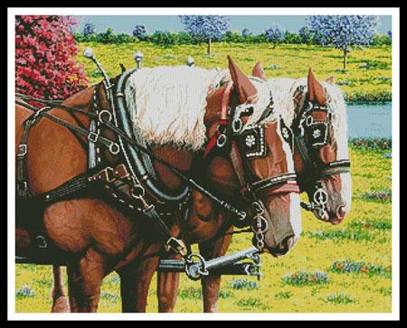 Clydesdales In The Meadow  - Artecy Cross Stitch