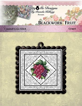 Blackwork Fruit Grapes - Kitty & Me Designs