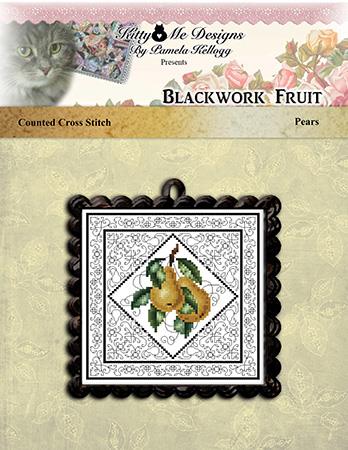 Blackwork Fruit Pears - Kitty & Me Designs