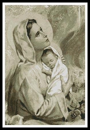 Mary And Baby Jesus (Sepia) - Artecy Cross Stitch