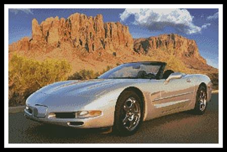 Sports Car With Mountains - Artecy Cross Stitch